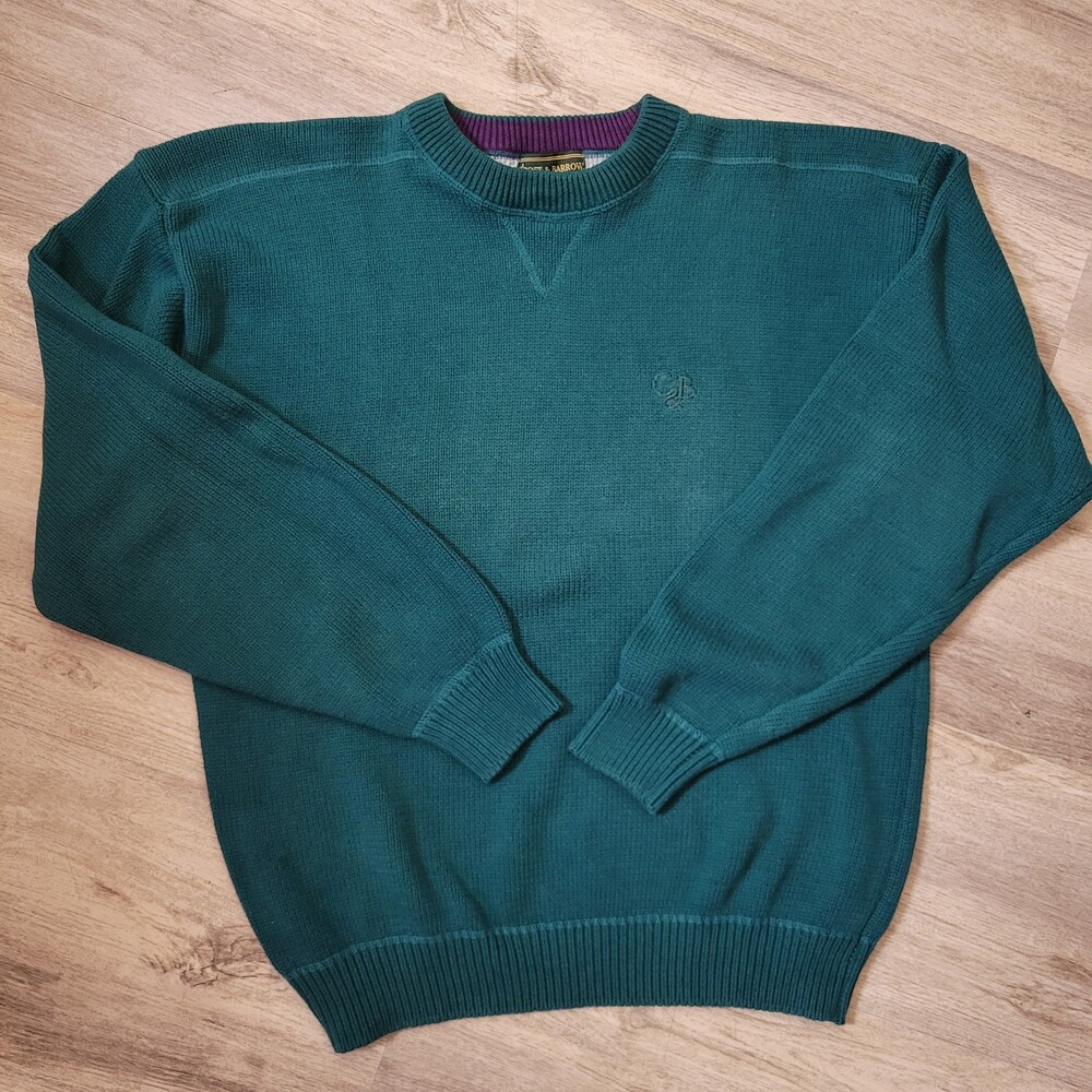 Vintage 90s Croft & Barrow Green Crewneck heavy cotton Knit Pullover vtg Sweater